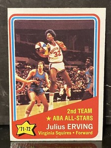 1972 Topps Basketball Card Julius Erving All Star Rookie Card #255 HOF RC
