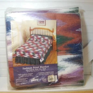 Manta Boho Western Vintage Owen Moda Estampado Tiro GEMELO COMPLETO - Imagen 1 de 9