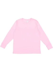 LAT 6201 Youth Long Sleeve Cotton Crew Neck Fine Jersey T-Shirt - Picture 1 of 21