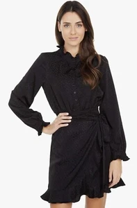 Lilly Pulitzer Abriana Dress -Onyx Leopard Jacquard- Size 4 -Black Wrap Dress - Picture 1 of 19