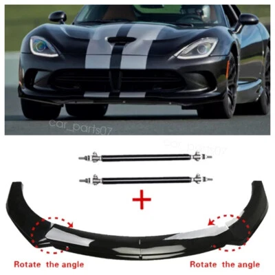 Black Front Bumper Spoiler Splitter Lip+Strut Rod For Dodge Viper 01-17 US Foto 1 de 4