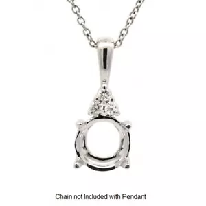 Pendant Semi Mount Round 6mm In 14K White Gold With Diamond Accents (52057) - Picture 1 of 5