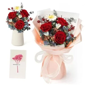 Preserved Flowers Bouquet,Valentines Rose Flowers with Gift Box,Birthday Red - Picture 1 of 7