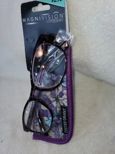MAGNIVISION BY FOSTER GRANT +2.75 READING GLASSES WITH CASE PURPLE - Picture 1 of 3