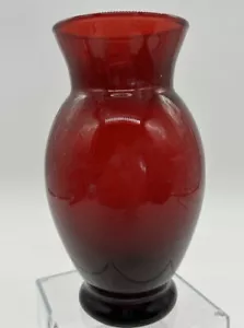 Vintage Anchor Hocking 6” Ruby Red Glass Vase Flowers 40th Anniversary - Picture 1 of 5