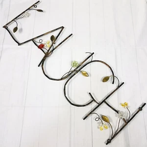 Vintage METAL WALL Hanging Outdoor/Indoor Home Decor Brown 37” x 12” Crystal - Picture 1 of 12