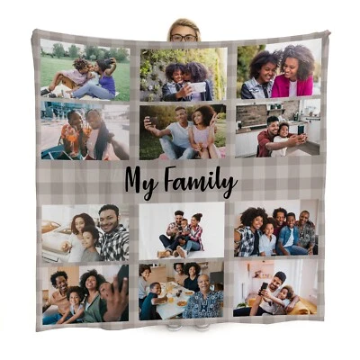 Custom Blanket, UK | Add Personalised Pictures & Text Gingham Amazing Reviews! - Image 1 of 4