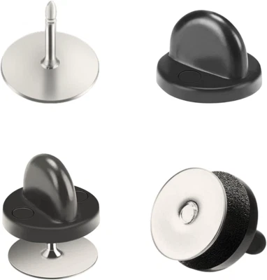 Tachuelas de corbata pasadores en blanco con respaldos de pasador de goma PVC, 50 pares de broche de bloqueo para insignia Foto 1 de 4