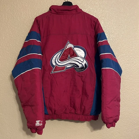 Vintage Colorado Avalanche Starter NHL Quarter Zip Puffer Jacket Mens Size XL Cover