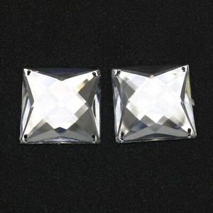20 cuentas cuadradas de costura grandes de acrílico transparente con respaldo plano 25X25 mm - Imagen 1 de 8