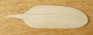 Vintage Costume Jewelry Carved Feather Necklace Pendant 4" Long - Picture 1 of 3