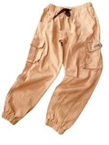 Small Shein Boy's Tan Elastic Waist Letter Patched Cargo Joggers - Picture 1 of 11