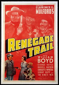 THE RENEGADE TRAIL WILLIAM BOYD HOPALONG CASSIDY WESTERN 1938 1-SHEET ON LINEN  - Imagen 1 de 1