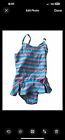 Baby Girls One Piece Bathing Suit Aqua And Pink StripedWith Ruffles Size 12 Mths