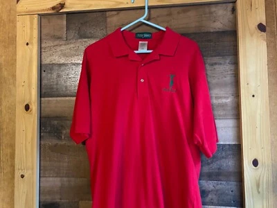 Myrtle Beach Polo Shirt Mens Large Red Green Sewn Golfer Silhouette Golf Dad - Image 1 of 4