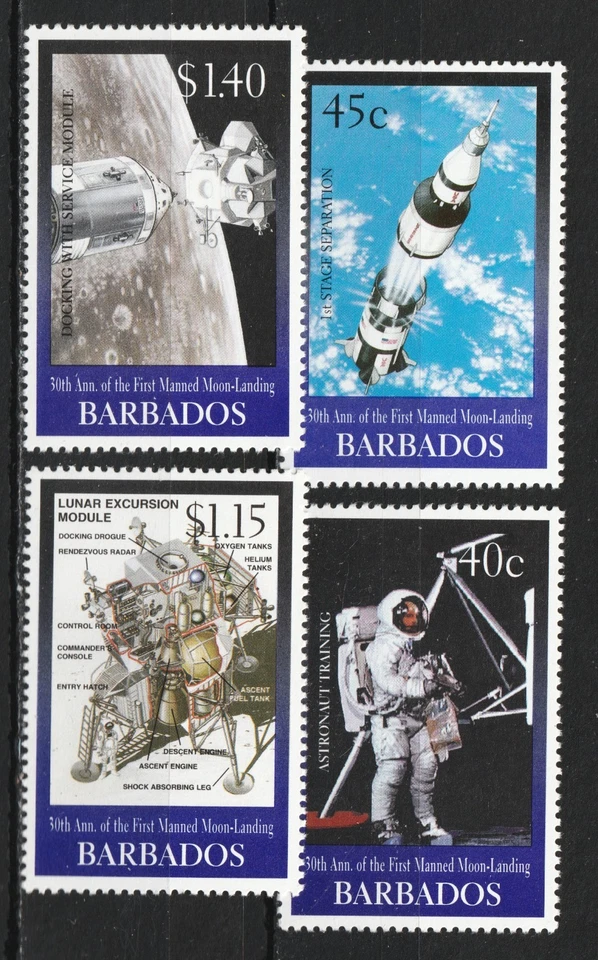 1999 Barbados Sc# 967-70 - 30th Anniv 1st Manned Moon Landing. MNH Cv$5.95 - Image 1 of 1