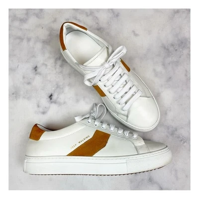ME+EM Womens Retro White Italian Leather Trainers Tan Honey Suede Accent Sz 39 - Image 1 of 4