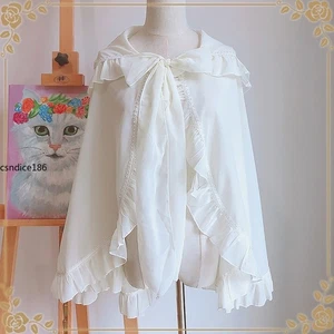 Women Costume White Buff Beige Burnoose Lolita Sun Protective Clothing Birthday  - Picture 1 of 9