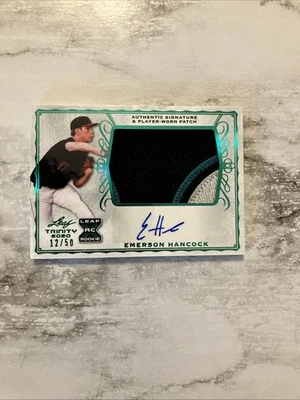 2020 Leaf Trinity Emerson Hancock #PA-EH2 Rookie Auto #/50 3 Color Patch Auto - Image 1 of 4