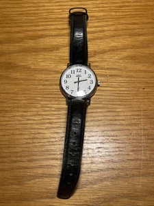 Timex Indiglo Herren Quarzuhr silberfarben wasserdicht Lederband - Bild 1 von 5