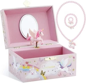 Caja de almacenamiento de joyas musicales brillo y conjunto de joyas para niñas pequeñas con Spinni - Imagen 1 de 7