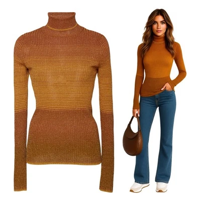 $240 ULLA JOHNSON Knit Turtleneck Top Sz S - Image 1 of 4