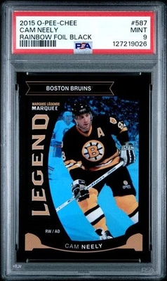 2015-16 O-Pee-Chee Legend Black Foil Rainbow Cam Neely Mint #037/100 PSA 9 - Image 1 of 2
