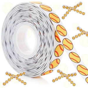 Softball Ribbon 25 Yard 3/4 Width Grosgrain Sport Theme Ribbon for Gift - Picture 1 of 6