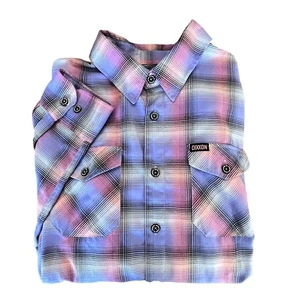 Dixxon Flanellhemd Herren Xl Lila Rosa Kariert D-Tech Knopfleiste Kinderhilfe - Bild 1 von 8