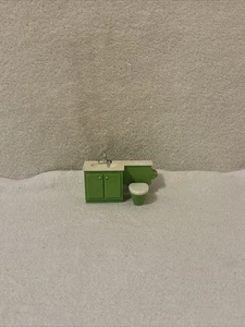 Lavabo de baño y inodoro Fisher-Price 1977 verde y blanco casa de muñecas THK6 envío gratuito - Imagen 1 de 10