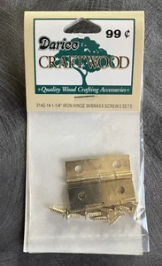 Darice Craftwood Miniature Decorative Brass Hinges (2) 9142-14 1.25” W/Screws - Picture 1 of 3