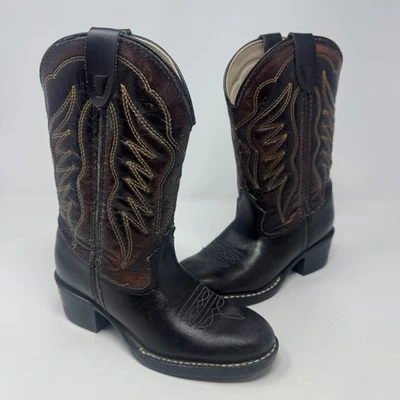 Bronco Western Cowboy Brown Leather Boots Kid’s Size US 2.5 - Image 1 of 4