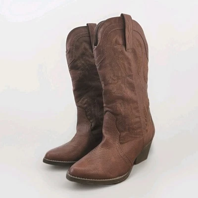 True Craft Tammy 中筒牛仔靴女式 6M 码舒适西靴 — 第 1/4 张图片