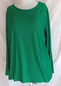 Aokosor Top XL Grün Pointelle Jersey Strick Rundhals Langarm Neu - Bild 1 von 6