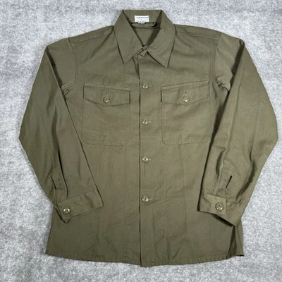 Vintage Austrian Army Shirt Men’s Green Long Sleeve Button Up - Image 1 of 4