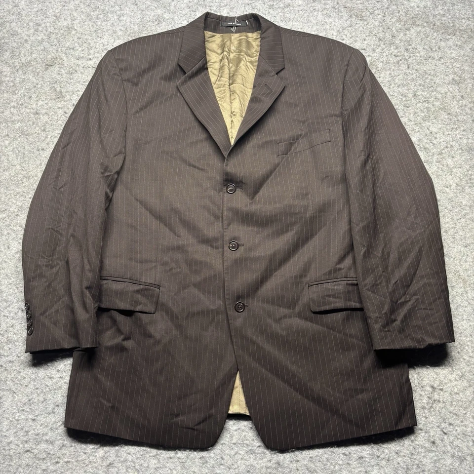 Calvin Klein шерсти 3 кнопки Blazer Sport пальто мужской 46R коричневый заколка полоски - Изображение 1 из 4