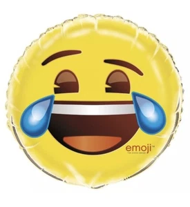 New 18" Emoji Crying Laughing Face Birthday Party Round Foil Mylar Balloon - Picture 1 of 4
