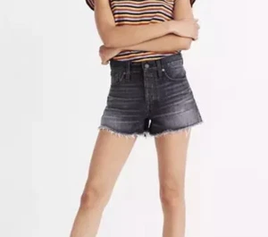 NEW Madewell Womens Relaxed Denim Shorts Size 33 Black Calverley Wash AJ243 - Picture 1 of 8