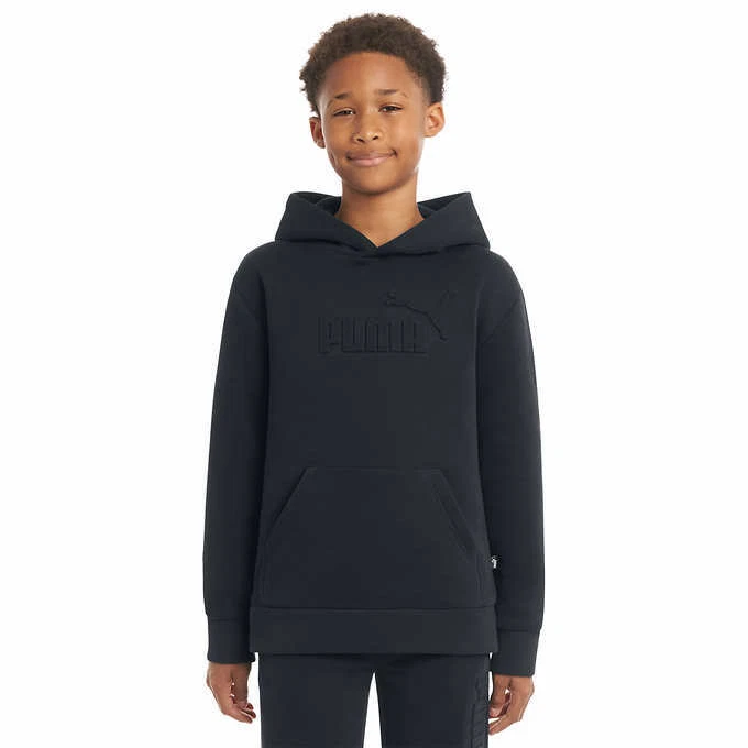 PUMA Youth Boy's Fleece Logo Hoodie Sweatshirt (X-Small(5/6) Black)