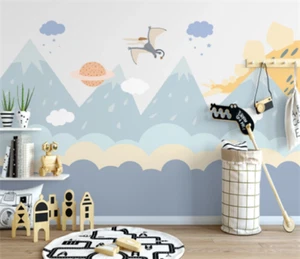3D Planet Dinosaur Mountain Kids Self-adhesive Removeable Wallpaper Wall Mural - Picture 1 of 7