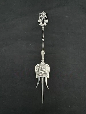 Horquilla de mango holandesa antigua rara de plata 833, 7" Foto 1 de 4