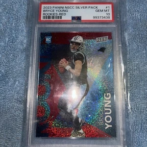 2023 BRYCE YOUNG RC PANINI NATIONAL SILVER PACK RED /99 POP19 PSA 10 PANTHERS - Picture 1 of 2