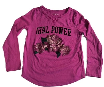 Place Girls Long Sleeve Shirt Girls Power Flower Print Pink Size M(7/8) G001 - Image 1 of 3