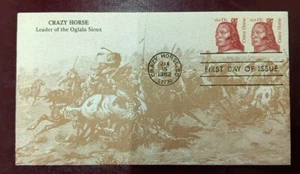Scotts #1855 Crazy Horse Joined 13 Cent Pair FDC 1982 KMC Venture Limited Cachet - Picture 1 of 4