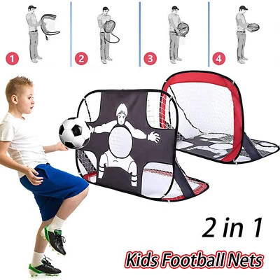 Football Nets 2 in 1 Pop Up Goals Kids Soccerball Goal Indoor Outdoor Soccer Net - image 1 of 4