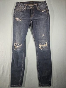 Silver Jeans Damen 27x31 Blau Elyse Skinny Whiskering Stretch Denim - Bild 1 von 7