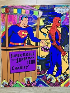 Street Art Original Mixed Media Painting on Paper Mr Clever Art 20x24 spiderman - Picture 1 of 7