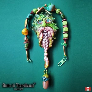 Green Wizard Forest Wicca Amulet Talisman Pendant Necklace Jewellery Witchcraft - Picture 1 of 24