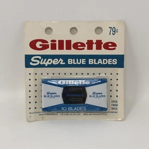 Gillette Super Blue Blades Dispenser Custodia 10 Lame Rasoio Vintage NOS in confezione - Foto 1 di 7