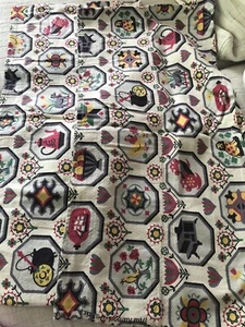 Colorful Mid Century Kitchen Americana Novelty Print MARKWOOD Barkcloth Valance - Picture 1 of 9